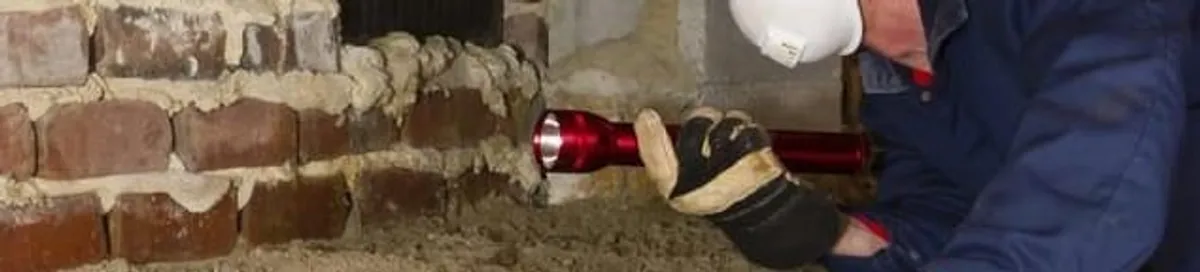 Pest control technician inspecting a crawl space for ant activity and entry points in Anchorage, AK